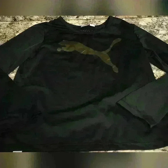 Girls dry fit puma long sleeve size large 12-14 copper and black - Picture 1 of 6